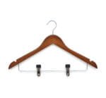 ElriBird Hotel Wooden Hanger - Wood Normal Cloth Hanger With 2 Clips-EBCH0004-BR