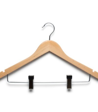 ElriBird Hotel Wooden Hanger - Wood Normal Cloth Hanger With 2 Clips-EBCH0004-W