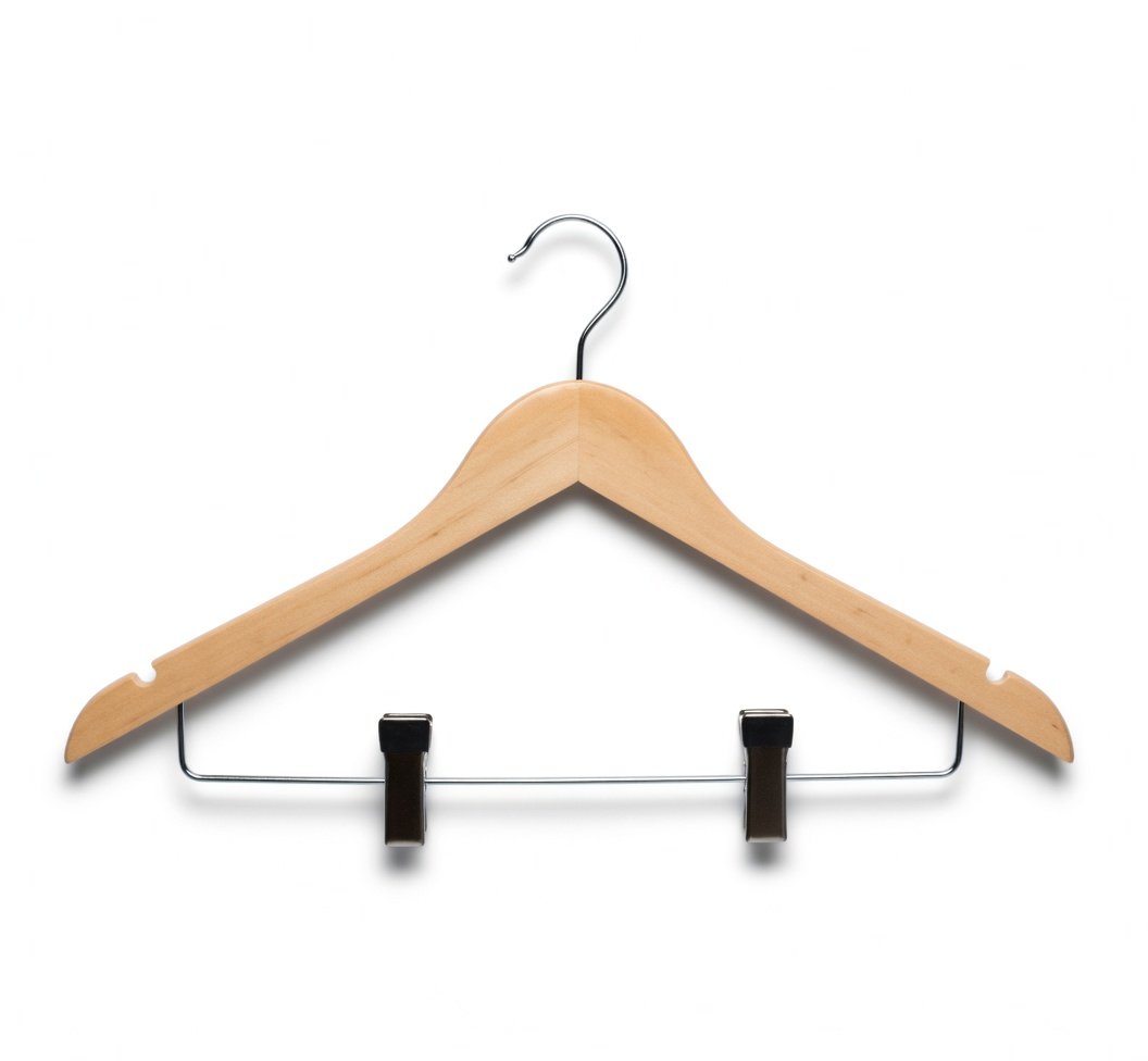 ElriBird Hotel Wooden Hanger - Wood Normal Cloth Hanger With 2 Clips-EBCH0004-W ElriBird Hotel Wooden Hanger - Wood Normal Cloth Hanger With 2 Clips-EBCH0004-W