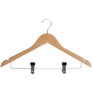 Wood Normal Cloth Hanger With 2 Clips