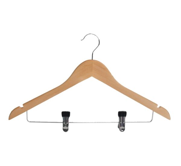 Wood Normal Cloth Hanger With 2 Clips