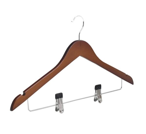 Wood Normal Cloth Hanger With 2 Clips
