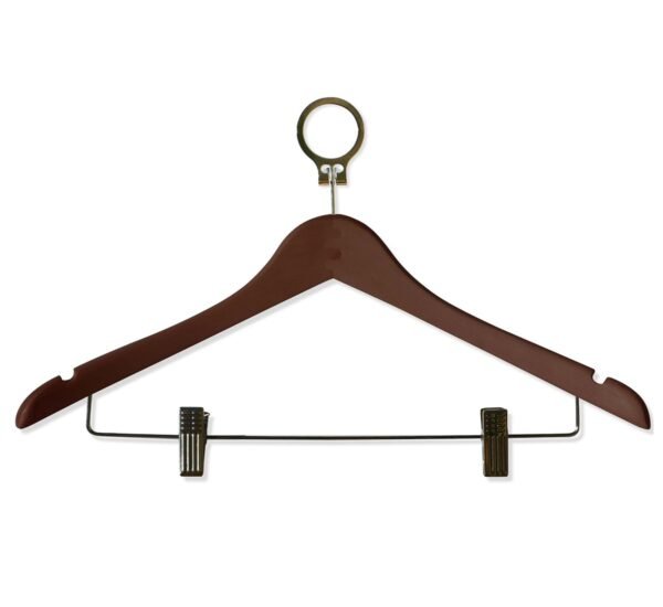 Anti-Theft Cloth Hanger With 2 Clips - Brown