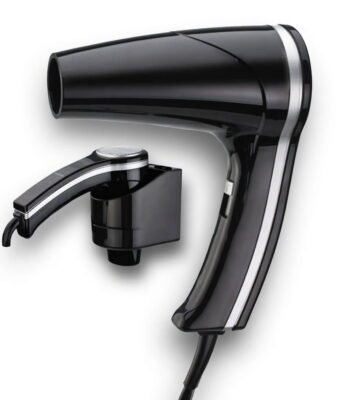 Black Wall-Mounted Hair Dryer for Hotel Bathrooms 1200W — DC Motor - ElriBird - EBHR0021