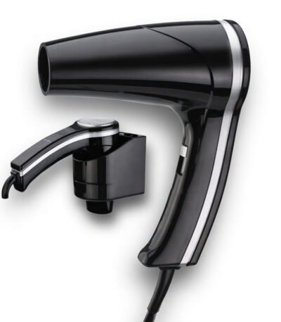 Black Wall-Mounted Hair Dryer for Hotel Bathrooms 1200W — DC Motor - ElriBird - EBHR0021