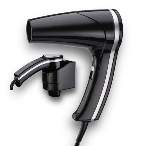 Black Wall-Mounted Hair Dryer for Hotel Bathrooms 1200W — DC Motor - ElriBird - EBHR0021