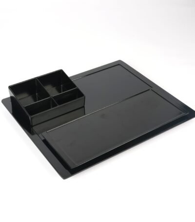 3-Piece Black Melamine Tray Set Hotel Kettle Tray Set | 3-Piece Black Melamine | Tea Coffee Station India - ELRIBIRD